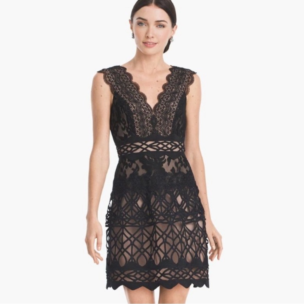 New Monique Lhuillier Black Lace Mini Dress